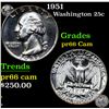 Image 1 : Proof 1951 Washington Quarter 25c Grades GEM+ Proof Cameo