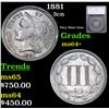 1881 Three Cent Copper Nickel 3cn Graded ms64+ By SEGS