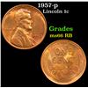 Image 1 : 1957-p Lincoln Cent 1c Grades GEM+ Unc RB