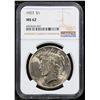 Image 2 : NGC 1927-p Peace Dollar $1 Graded ms62 By NGC
