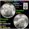 Image 1 : ***Auction Highlight*** NGC 1924-s Peace Dollar $1 Graded ms64 By NGC (fc)