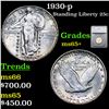 Image 1 : 1930-p Standing Liberty Quarter 25c Graded ms65+ By SEGS