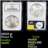 Image 1 : NGC 1922-p Peace Dollar Old Holder 1 Graded ms64 By NGC