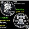 Proof 1961 Franklin Half Dollar 50c Grades GEM+ Proof Cameo