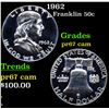 Proof 1962 Franklin Half Dollar 50c Grades GEM++ Proof Cameo