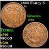 Image 1 : 1865 Fancy 5 Two Cent Piece 2c Grades vf++