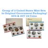 Image 1 : Group of 2 United States Mint Set in Original Government Packaging! From 1976-1977 with 24 Coins Ins