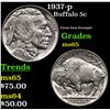 Image 1 : 1937-p Buffalo Nickel 5c Grades GEM Unc