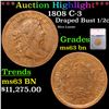 Image 1 : ***Auction Highlight*** 1808 Draped Bust Half Cent C-3 1/2c Grades ms63 bn By SEGS (fc)