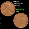 1920-d Lincoln Cent 1c Grades f+