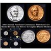 1967 Alaska Purchase Centennial Statehood Art Medal Bronze and Silver. In Capital Plastic Holder.
