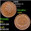 Image 1 : 1869 Indian Cent 1c Grades vg+