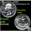 Image 1 : Proof 1942 Washington Quarter 25c Grades GEM+ Proof