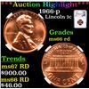 Image 1 : ***Auction Highlight*** NGC 1966-p Lincoln Cent 1c Graded ms66 rd By NGC (fc)