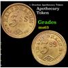 Image 1 : 1/2 Drachm Apothecary Token Grades Select Unc