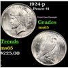 Image 1 : 1924-p Peace Dollar $1 Grades GEM Unc