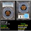 Image 1 : PCGS 1917-p Lincoln Cent 1c Graded ms65 rb By PCGS