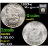 Image 1 : PCGS 1883-o Morgan Dollar $1 Graded ms63 By PCGS