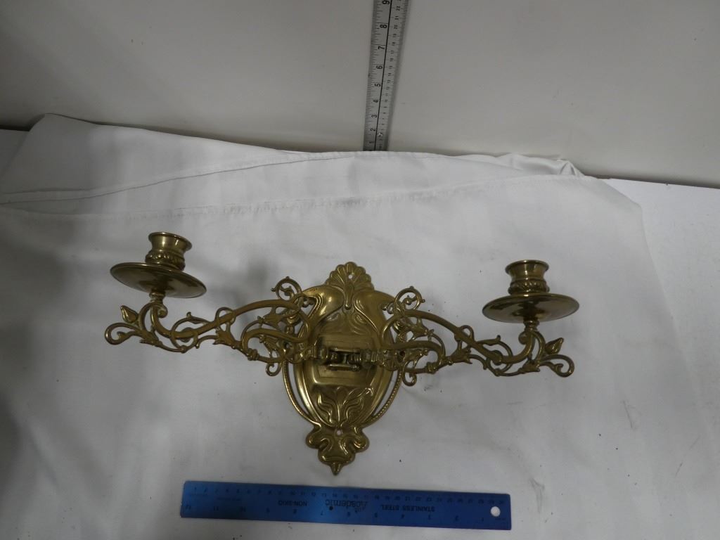 Vintage French Pewter 5 arm candle stick holder candelabra - C'est