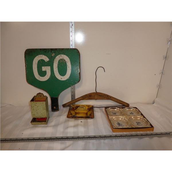 Antique Traffic Controller Sign, Match Holder,