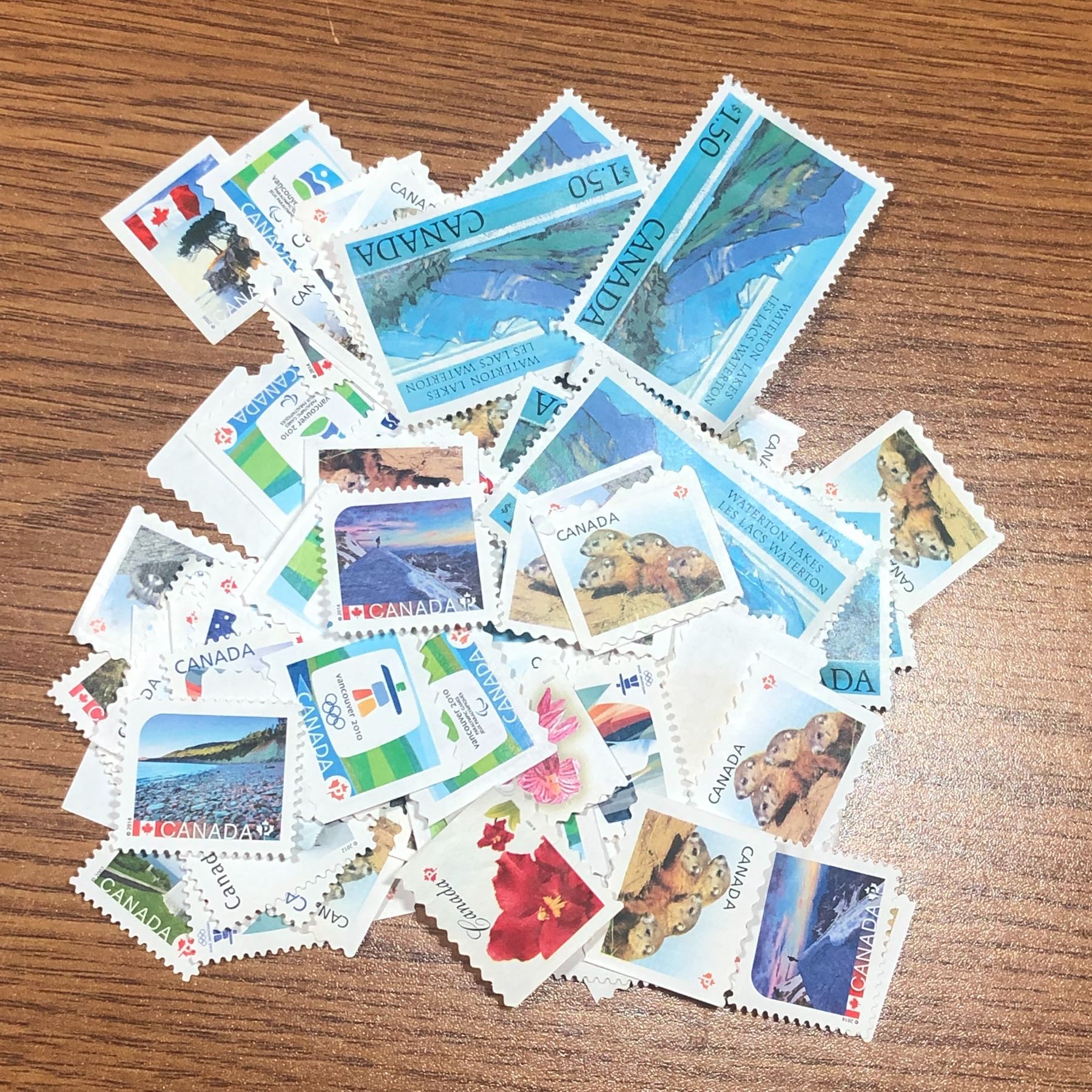 Unfranked Canadian Stamps Assorted Used Unfranked Face Value $104