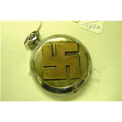 German Pocket Watch Silver w/Brass Swastika - 2.25" Diameter