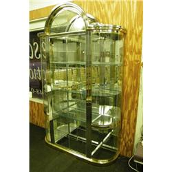 Glass/Brass/Chrome China Cabinet Lighted -