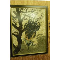 Picture Made w/All Feathers - Peacock & Tree -