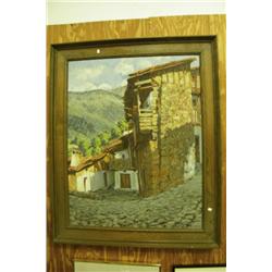 Oil On Canvas-House Scene, Mountains-Rafael Ortega