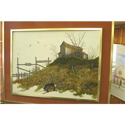 Barn Scene On A Hill - Gary Ampel - Born 1940 NY -