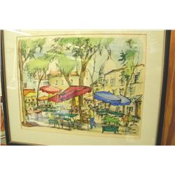 St. Scene w/Tables/Umbrella/Girl Artist w/Easel -