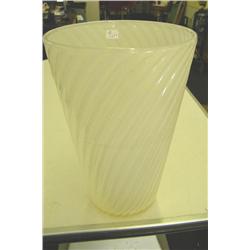 Art Glass Swirl Vase White/Clear w/Gold Flecks -