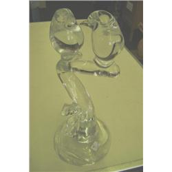 Clear Glass Love Bird Figurine 11" H