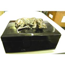 Black Lacquer Covered Box w/Silver Hound  #15/350