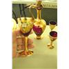 Image 1 : Glass Liquor Dispenser w/5 Cups-Hand Painted -