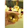Image 2 : Glass Liquor Dispenser w/5 Cups-Hand Painted -