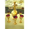 Image 3 : Glass Liquor Dispenser w/5 Cups-Hand Painted -