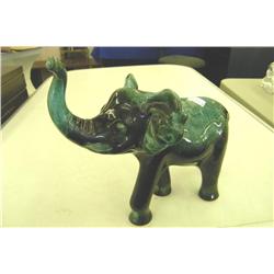 Porcelain Green/Black Elephant Figurine -