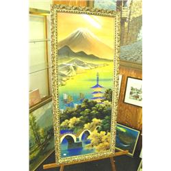 Oriental Scene Unsigned Artwork - 45" L x 20" W -