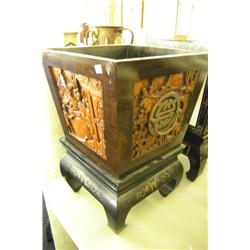 Oriental Planter Square Shaped  17 1/4" H  x 12" -