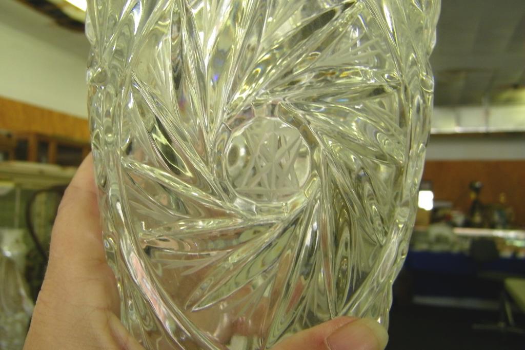 Crystal Vase w/Etched Star Of David