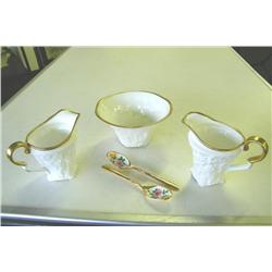 Royal Stafford Creamers, Sugar Bowl & Spoons -