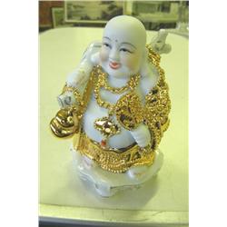 Oriental Buddha Porcelain And Gold - 9" H