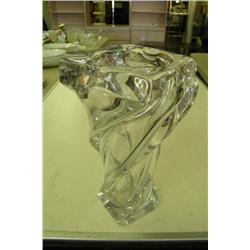 Lead Crystal Twist Vase Signed Cofrac -