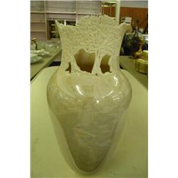 Hand Crafted Unusual White Vase Signed -