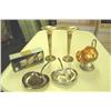 Image 1 : Silver Plate Candlesticks, Napkins Rings, Skuttle-