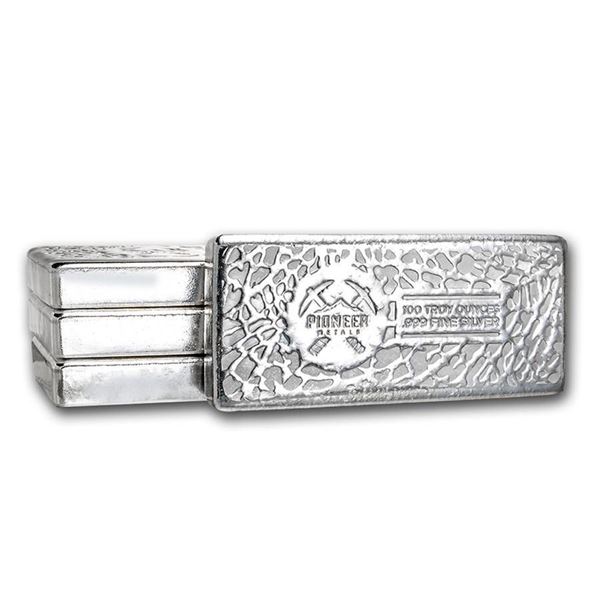 100 oz Silver Bar - Pioneer Metals .999 Fine Silver, 100 Troy Oz's