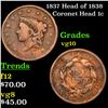 Image 1 : 1837 Head of 1838 Coronet Head Large Cent 1c Grades vg+