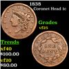 Image 1 : 1838 Coronet Head Large Cent 1c Grades vf+
