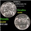 1944-s Jefferson Nickel 5c Grades GEM+ Unc